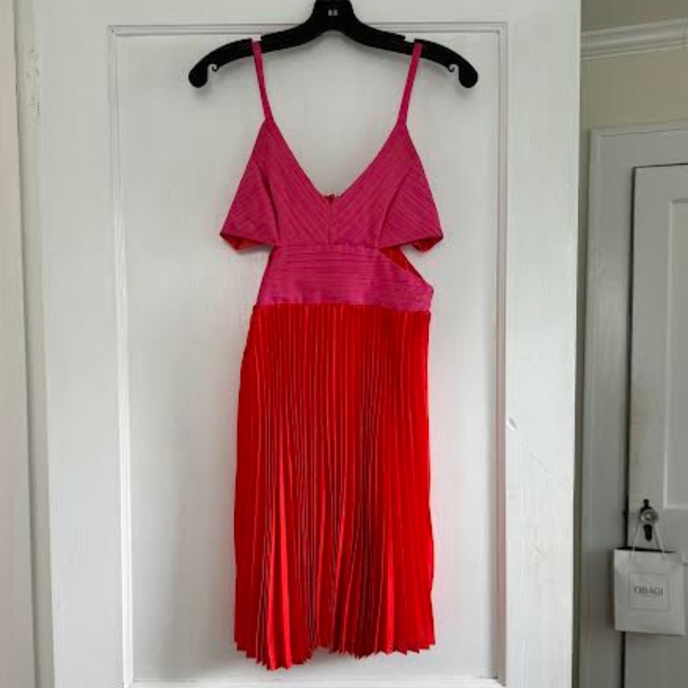 BCBGMaxazria Orange and Pink Cocktail Dress Size 0